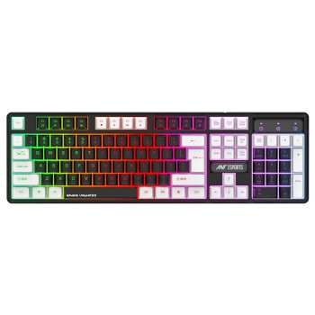 Ant Esports MK1450 Pro Backlit Membrane Wired Gaming Keyboard with Mixed Colour Lighting, White & Black Keycaps, Double Injection Key Caps - Black Ant Esports MK1450 Pro Backlit Membrane Wired Gaming Keyboard with Mixed Colour Lighting, White & Black Keycaps, Double Injection Key Caps - Black
