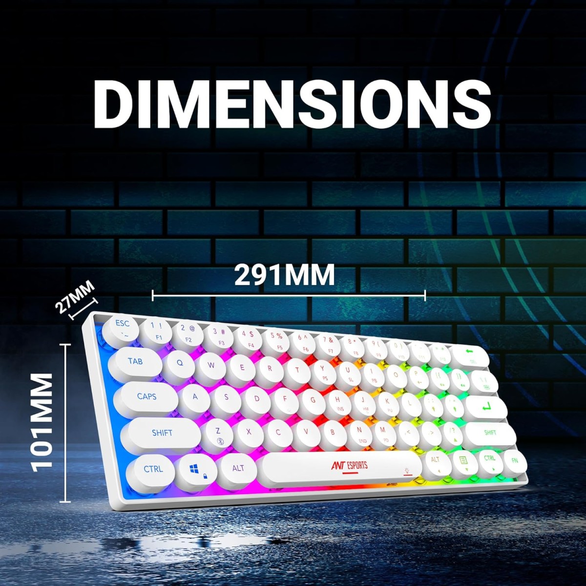 Ant Esports MK1500 Retro Style Mini 60% Pro RGB Wireless Gaming Keyboard with Membrane Switches for PC/Mobile/Tablets/Laptop/TV's- White. Ant Esports MK1500 Retro Style Mini 60% Pro RGB Wireless Gaming Keyboard with Membrane Switches for PC/Mobile/Tablets/Laptop/TV's- White.