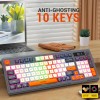Ant Esports MK801 V2 Pro Wireless Mecha Membrane Backlit Gaming Keyboard 94 Keys 2.4G/Bluetooth Mode Compact Numeric Pad RGB Keyboard for Home Internet Cafe Game Room Office_ Grey, Beige, Orange Ant Esports MK801 V2 Pro Wireless Mecha Membrane Backlit Gaming Keyboard 94 Keys 2.4G/Bluetooth Mode Compact Numeric Pad RGB Keyboard for Home Internet Cafe Game Room Office_ Grey, Beige, Orange