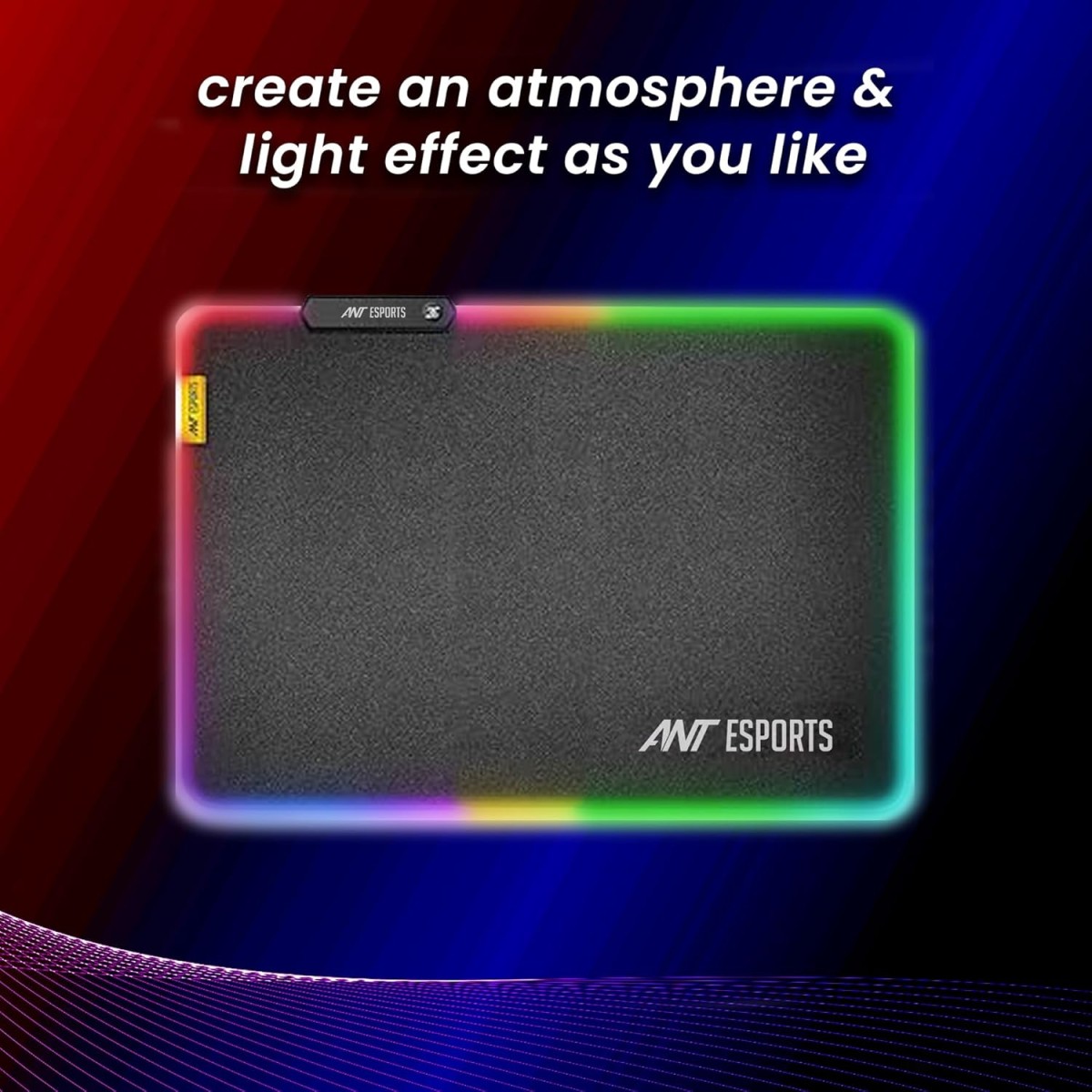 Ant Esports MP209 RGB Small Gaming Mouse Pad LED Mousepad Small RGB Mouse Pad Anti-Slip Rubber Base with Waterproof Coating for Gamer