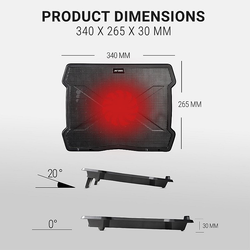 Ant Esports NC210 Gaming Notebook Cooler with 6 Cooling Fans for 10" - 15.6" Laptops, RGB Lights, 2 USB Ports