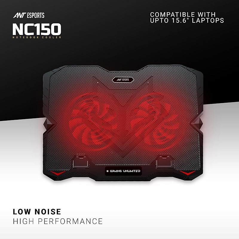 Ant Esports NC210 Gaming Notebook Cooler with 6 Cooling Fans for 10" - 15.6" Laptops, RGB Lights, 2 USB Ports