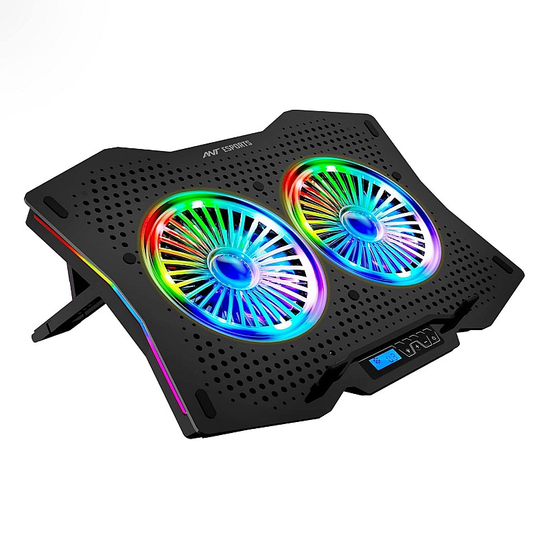 Ant Esports NC210 Gaming Notebook Cooler with 6 Cooling Fans for 10" - 15.6" Laptops, RGB Lights, 2 USB Ports