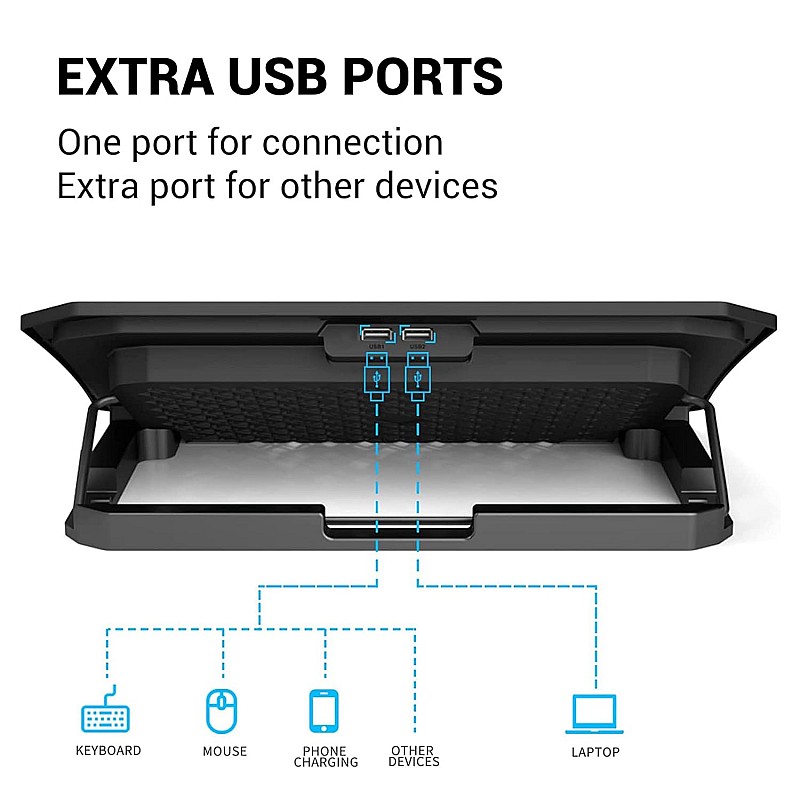 Ant Esports NC210 Gaming Notebook Cooler with 6 Cooling Fans for 10" - 15.6" Laptops, RGB Lights, 2 USB Ports