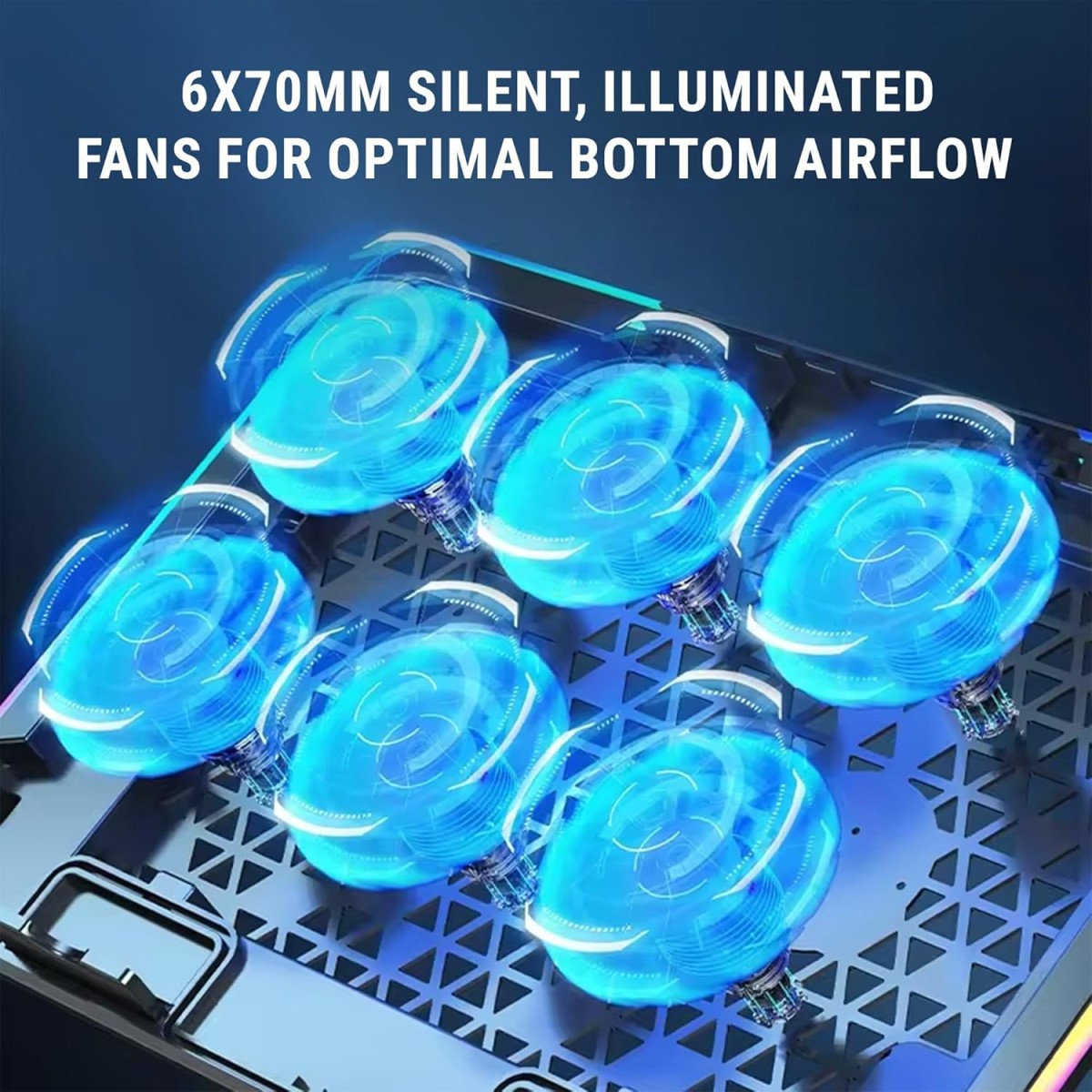 Ant Esports NC250 RGB Laptop Cooling Pad, Laptop Cooler with Mobile Holder 6 Quite Fans Fan Speed Controller 7 Height Adjustable Angle