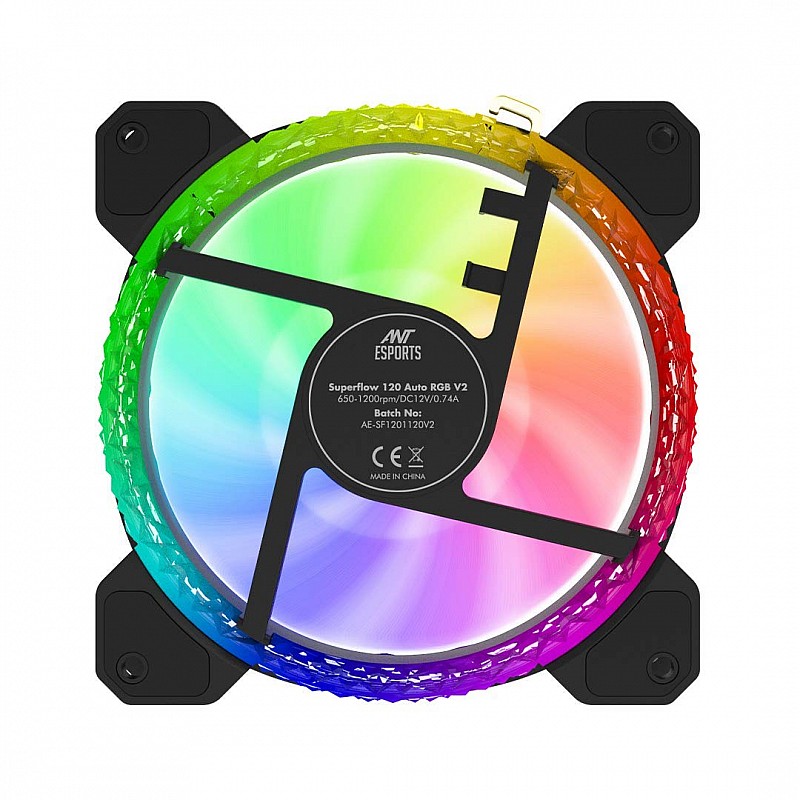 Ant Esports Royaleflow 120 Auto RGB 120mm 1200 RPM Cooler Case Fan with Crystallized LED Ring Design