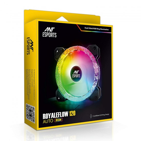 Ant Esports Royaleflow 120 Auto RGB 120mm 1200 RPM Cooler Case Fan with Crystallized LED Ring Design