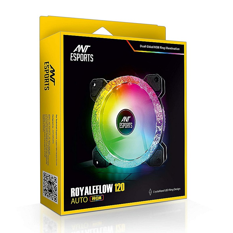 Ant Esports Royaleflow 120 Auto RGB 120mm 1200 RPM Cooler Case Fan with Crystallized LED Ring Design