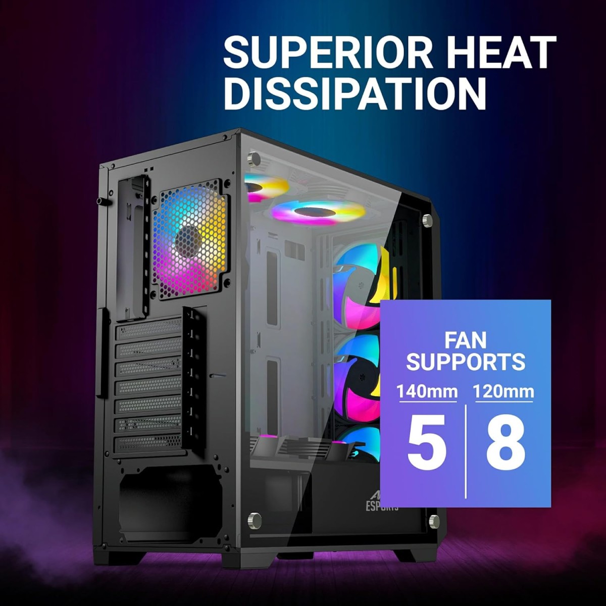 Ant Esports SX5 Mid-Tower Computer Case/Gaming Cabinet - Black | Support ATX, Micro-ATX, Mini-ITX | Pre-Installed 3 x 120mm Front Fans Ant Esports SX5 Mid-Tower Computer Case/Gaming Cabinet - Black | Support ATX, Micro-ATX, Mini-ITX | Pre-Installed 3 x 120mm Front Fans