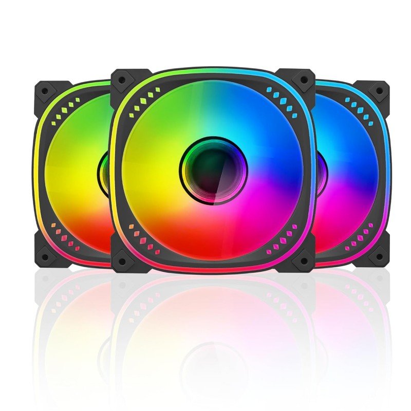 Ant Esports Spectraflow 120mm 3 IN 1 ARGB Case Fan Kit - Black, Infinity Mirror Design, PWM Control, 1800 RPM, 45 CFM Airflow Ant Esports Spectraflow 120mm 3 IN 1 ARGB Case Fan Kit - Black, Infinity Mirror Design, PWM Control, 1800 RPM, 45 CFM Airflow