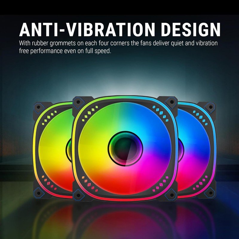 Ant Esports Spectraflow 120mm 3 IN 1 ARGB Case Fan Kit - Black, Infinity Mirror Design, PWM Control, 1800 RPM, 45 CFM Airflow Ant Esports Spectraflow 120mm 3 IN 1 ARGB Case Fan Kit - Black, Infinity Mirror Design, PWM Control, 1800 RPM, 45 CFM Airflow