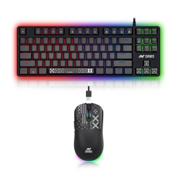 Ant Esports Thunder20 Wired Mechanical Gaming Keyboard and Mouse Combo | TKL Keyboard Rainbow Backlight 26Anti-Ghosting Keys, 6-Button 3600DPI Mouse | USB | PC/Laptop Compatible_ Brown Switch_ Black Ant Esports Thunder20 Wired Mechanical Gaming Keyboard and Mouse Combo | TKL Keyboard Rainbow Backlight 26Anti-Ghosting Keys, 6-Button 3600DPI Mouse | USB | PC/Laptop Compatible_ Brown Switch_ Black