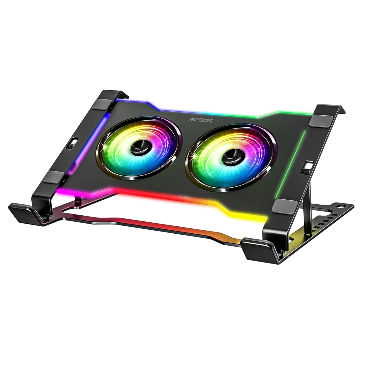Ant Esports Turbine 20 RGB Laptop Cooling Pad for Upto 17” Laptop 2X 65 x 15mm 3000rpm Fan,10 RGB Modes, Adjustable Height Stand, Fan Speed Control, Type C and USB Port, Quiet Operation, LED Display Ant Esports Turbine 20 RGB Laptop Cooling Pad for Upto 17” Laptop 2X 65 x 15mm 3000rpm Fan,10 RGB Modes, Adjustable Height Stand, Fan Speed Control, Type C and USB Port, Quiet Operation, LED Display