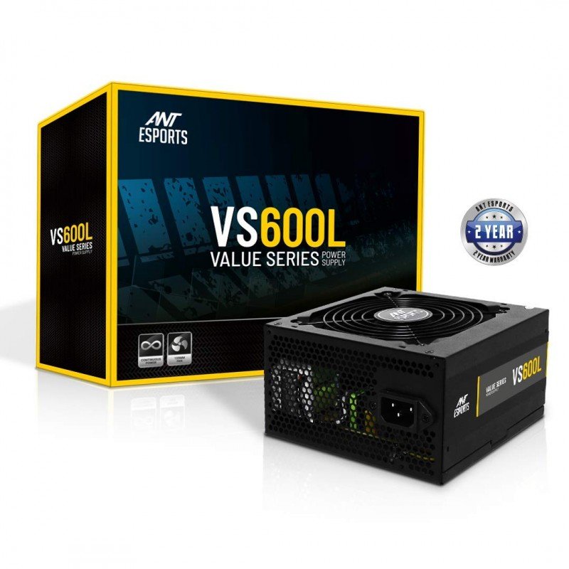 Ant Esports VS400L NonModular High Efficiency Gaming Power Supply/PSU with Continuous Power and 120mm Silent Fan Ant Esports VS400L NonModular High Efficiency Gaming Power Supply/PSU with Continuous Power and 120mm Silent Fan