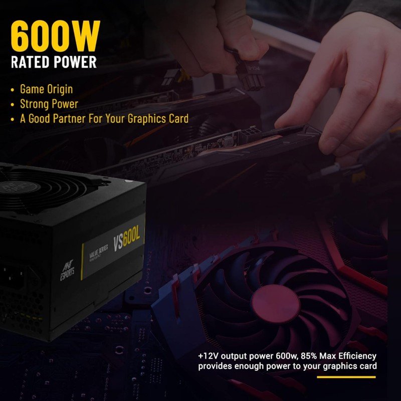 Ant Esports VS400L NonModular High Efficiency Gaming Power Supply/PSU with Continuous Power and 120mm Silent Fan Ant Esports VS400L NonModular High Efficiency Gaming Power Supply/PSU with Continuous Power and 120mm Silent Fan