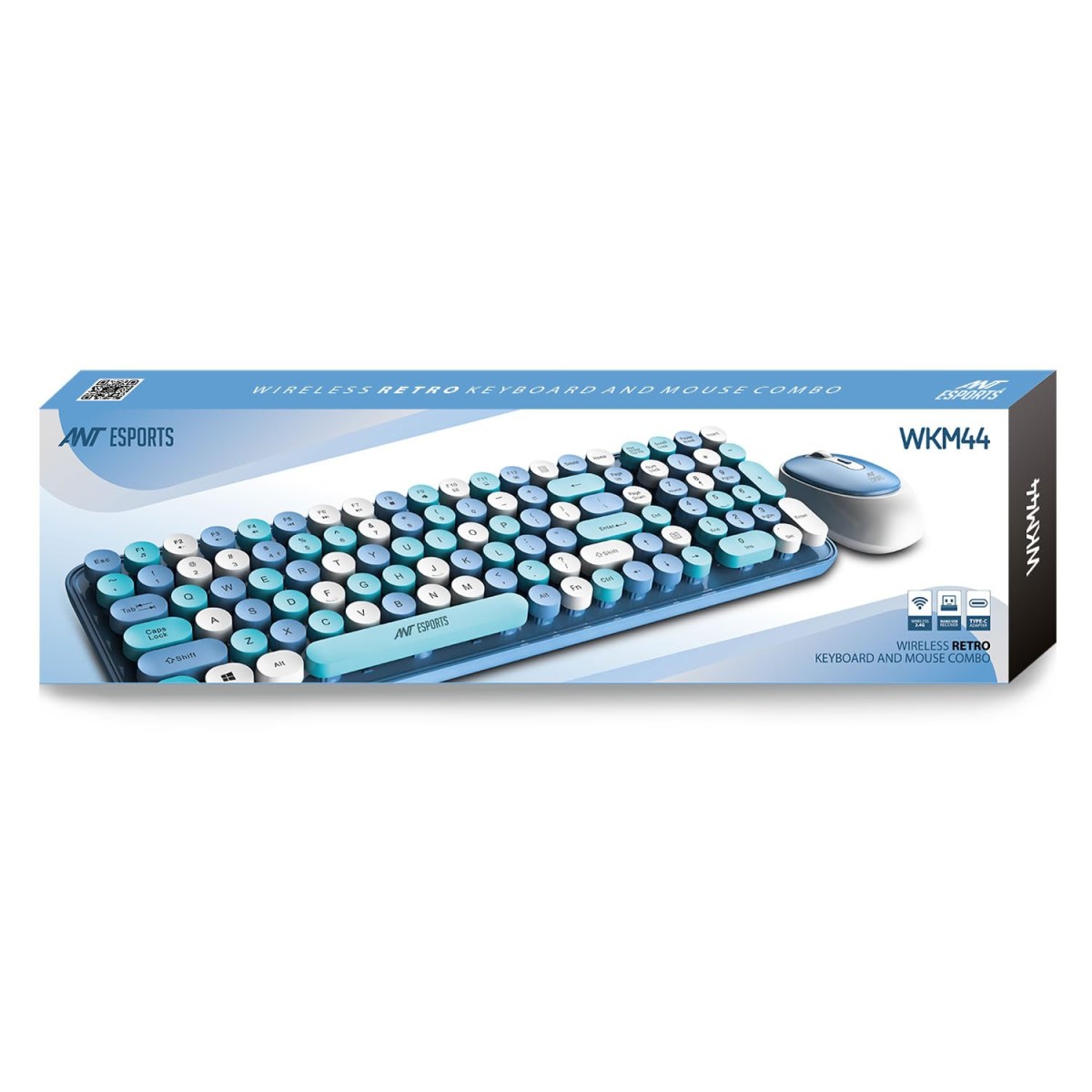 Ant Esports WKM44 Keyboard and Mouse Combo, Colourful Wireless Keyboard with Round Keycaps,2.4GHz Dropout-Free Connection, Long Battery Life, Cute Wireless Mouse for PC/Laptop/Computer- Candy Brown