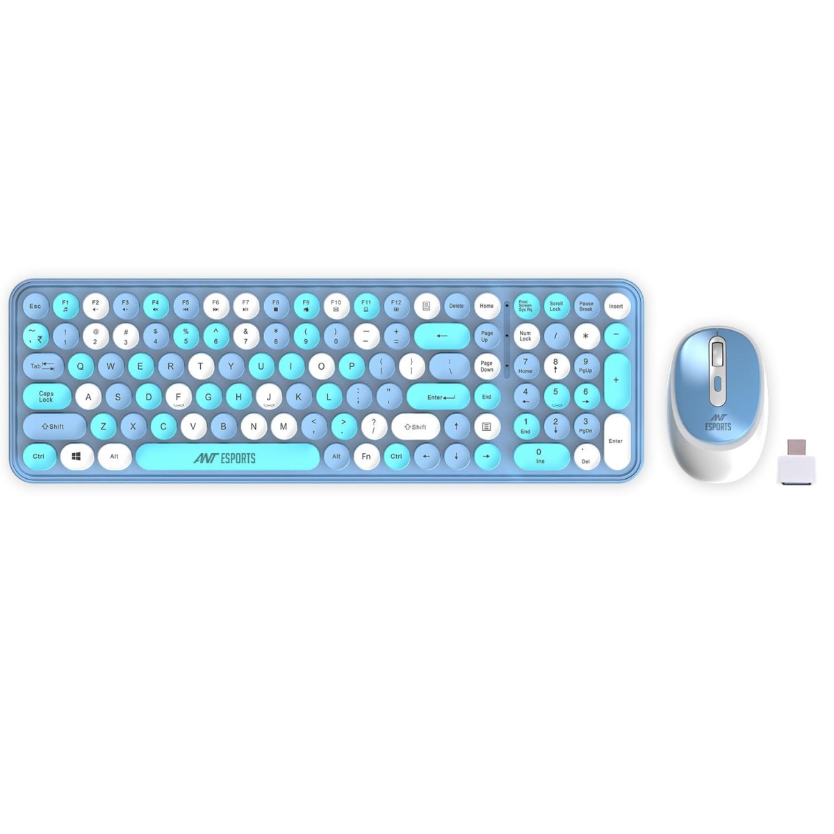 Ant Esports WKM44 Keyboard and Mouse Combo, Colourful Wireless Keyboard with Round Keycaps,2.4GHz Dropout-Free Connection, Long Battery Life, Cute Wireless Mouse for PC/Laptop/Computer- Candy Brown
