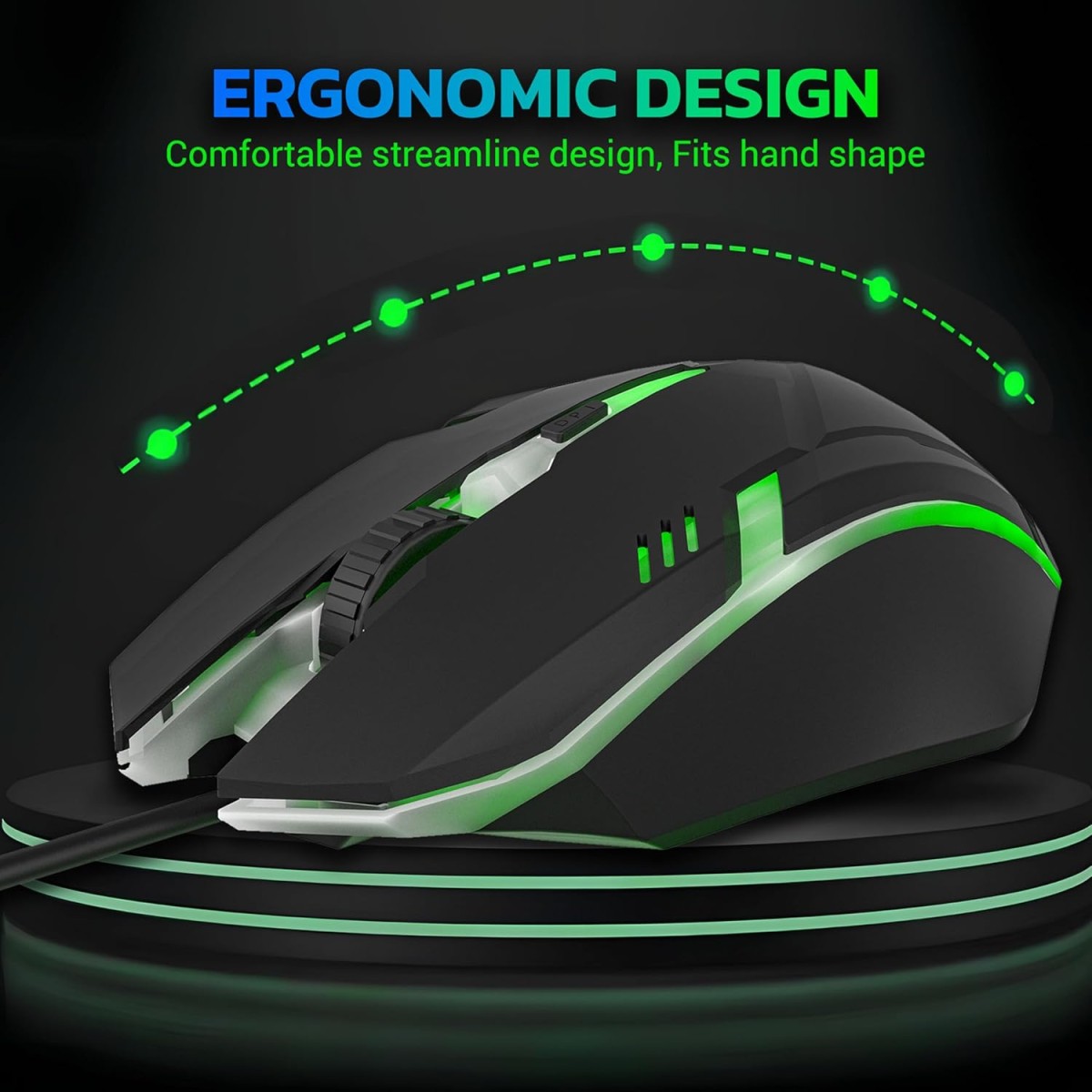 Ant GM46 Wired Optical Gaming Mouse | 2400 DPI Sensor | 4 Durable Buttons | Multicolour Backlight | 1.5M Cable | Lightweight Design