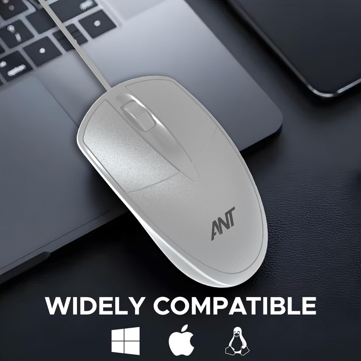 Ant Globe 10 Wired Optical Mouse with 1200 DPI, USB Connectivity, Lightweight Design, Durable 3 Buttons, Compatible with Windows/Mac/Linux