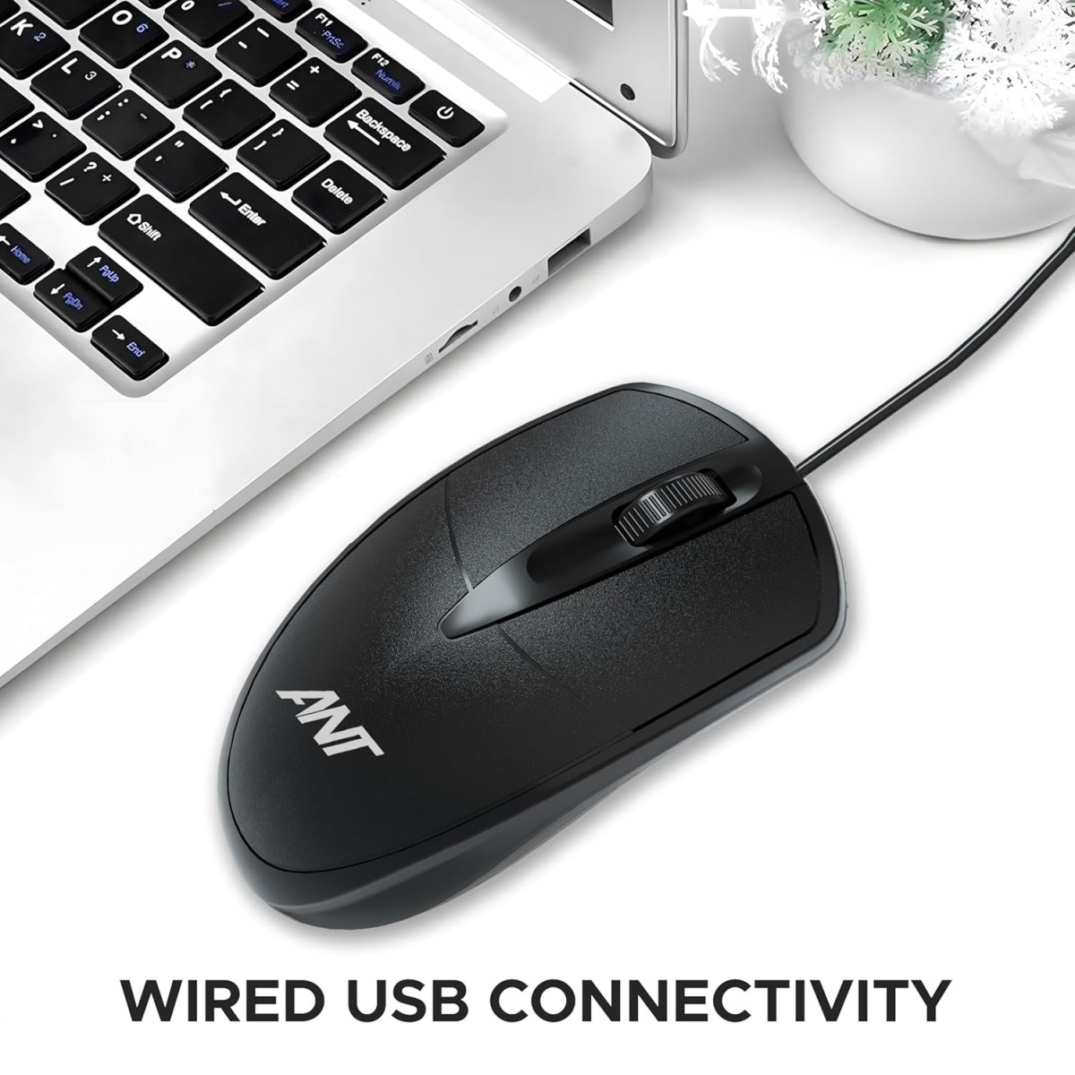 Ant Globe 10 Wired Optical Mouse with 1200 DPI, USB Connectivity, Lightweight Design, Durable 3 Buttons, Compatible with Windows/Mac/Linux