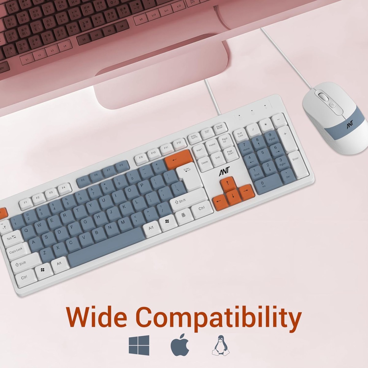 Ant MASTER 20 Wired Combo Keyboard & Mouse Set | 104 Key Membrane Keyboard 5 Million Keystroke Life | 2400 DPI Adjustable Mouse 1 Million Clicks | USB Plug & Play | Windows/Mac/Linux-White Grey Orange Ant MASTER 20 Wired Combo Keyboard & Mouse Set | 104 Key Membrane Keyboard 5 Million Keystroke Life | 2400 DPI Adjustable Mouse 1 Million Clicks | USB Plug & Play | Windows/Mac/Linux-White Grey Orange