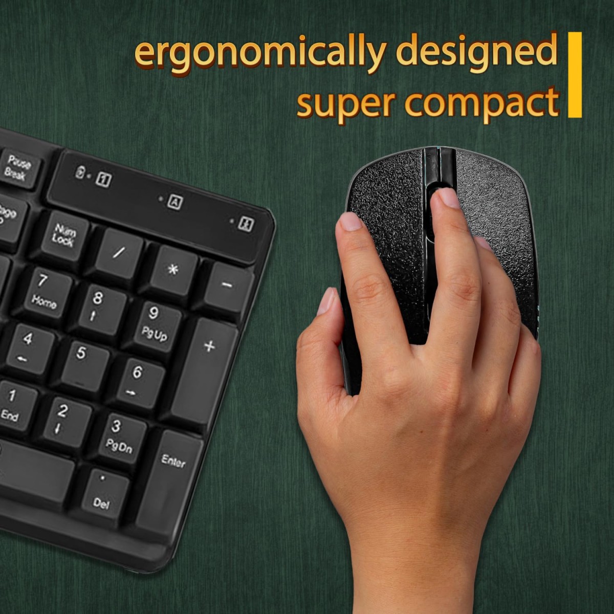 Ant PC 2.4G Full-Sized Ergonomic Keyboard Mouse, 3 DPI Adjustable Cordless USB Keyboard and Mouse, Quiet Click for Computer/Laptop/Windows/Mac