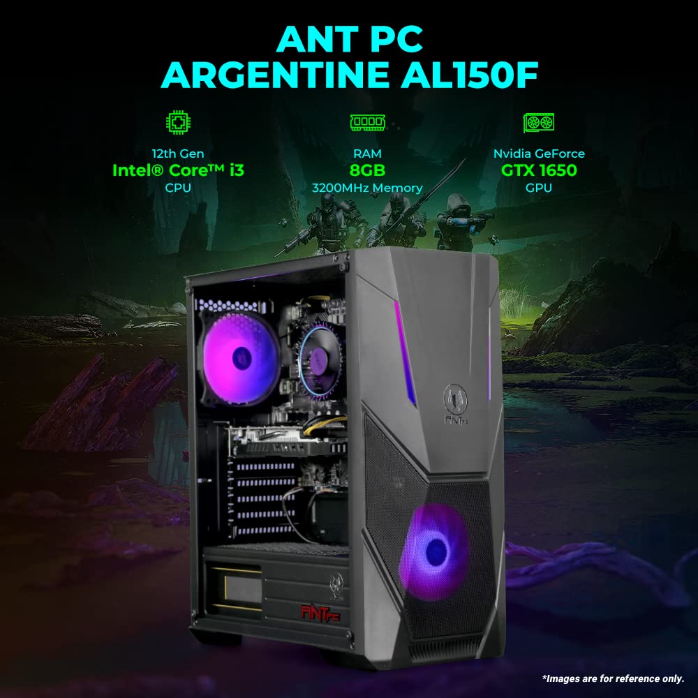 ANT PC LASIUS AL120NV Intel i3 12100F (8 GB RAM/Nvidia GTX 1650 4GB Graphics/256 GB SSD Capacity/No OS/4 GB Graphics Memory) Gaming Tower ANT PC LASIUS AL120NV Intel i3 12100F (8 GB RAM/Nvidia GTX 1650 4GB Graphics/256 GB SSD Capacity/No OS/4 GB Graphics Memory) Gaming Tower
