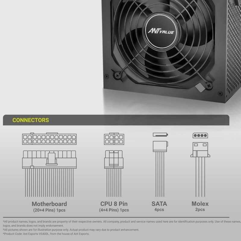 Ant Value ECO400 Non Modular Gaming Power Supply/PSU for PC Ant Value ECO400 Non Modular Gaming Power Supply/PSU for PC