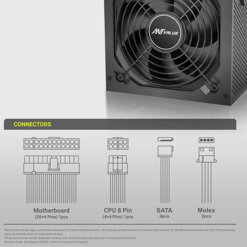 Ant Value ECO400 Non Modular Gaming Power Supply/PSU for PC Ant Value ECO400 Non Modular Gaming Power Supply/PSU for PC