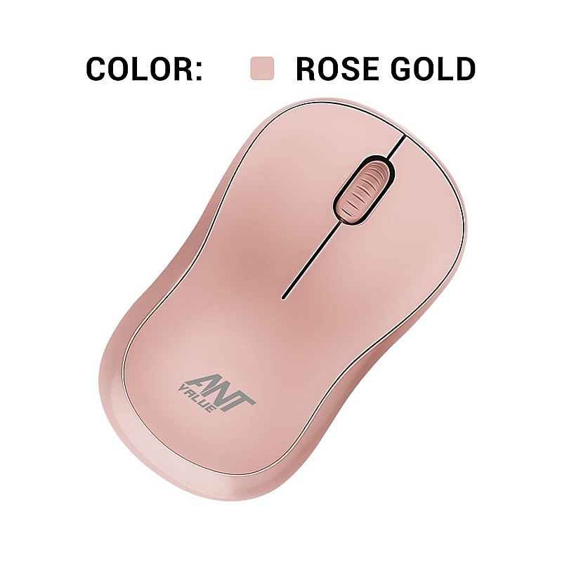 Ant Value FKAPU03 1000 DPI Wireless Mouse - Rose Gold