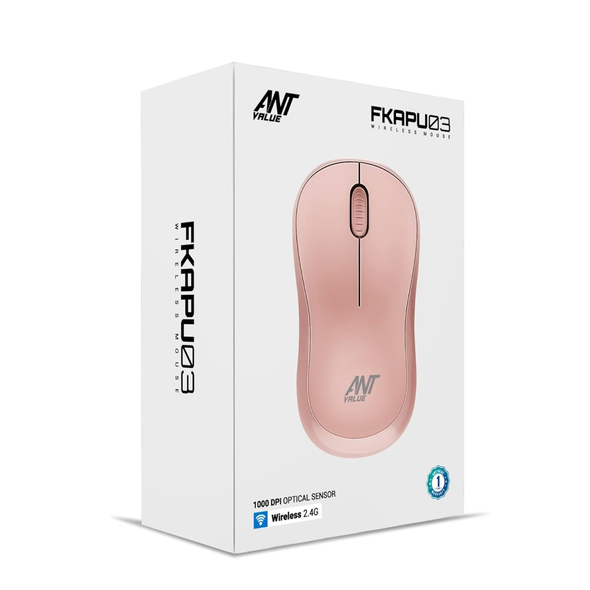 Ant Value FKAPU03 1000 DPI Wireless Mouse - Rose Gold
