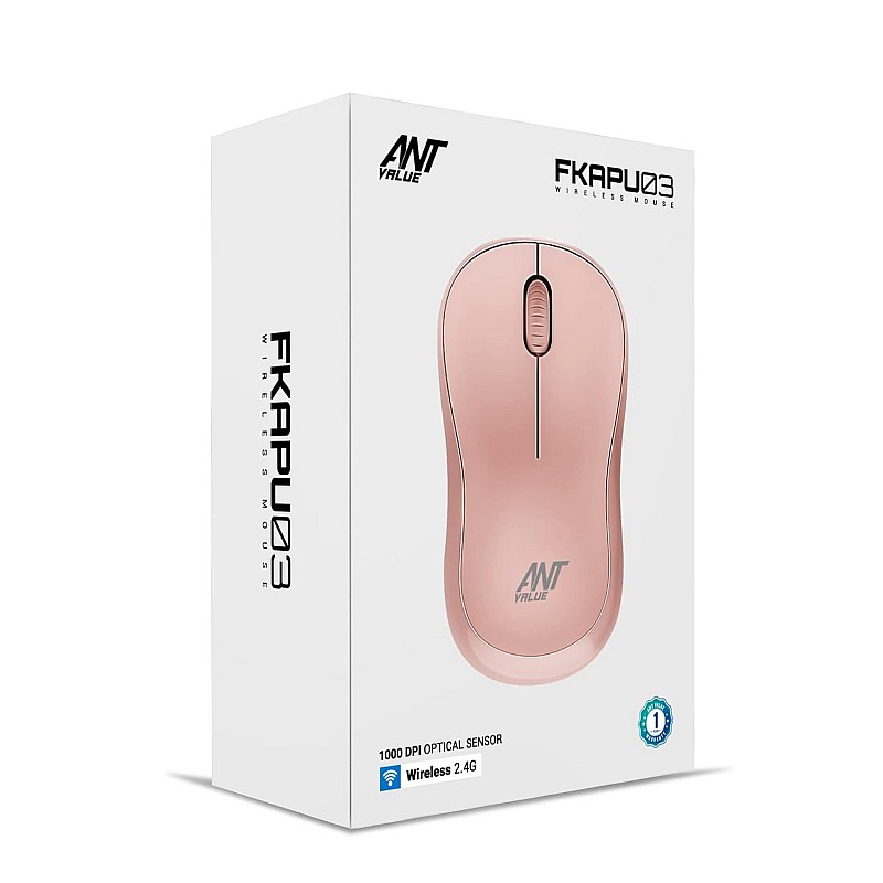 Ant Value FKAPU03 1000 DPI Wireless Mouse - Rose Gold