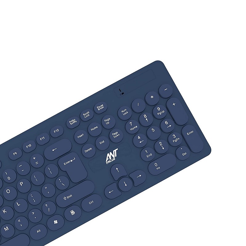 Ant Value FKBRI05 Wireless Keyboard Mouse Combo - 2.4Ghz Aesthetic Quiet Keyboard and Mouse Wireless - 110 Keys Full Size Ultra-Thin Keyboard for Laptop, Computer, PC, Notebook, Windows, Mac OS (Blue)