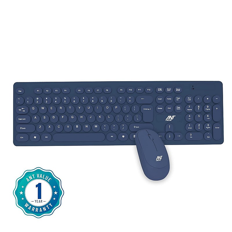 Ant Value FKBRI05 Wireless Keyboard Mouse Combo - 2.4Ghz Aesthetic Quiet Keyboard and Mouse Wireless - 110 Keys Full Size Ultra-Thin Keyboard for Laptop, Computer, PC, Notebook, Windows, Mac OS (Blue)