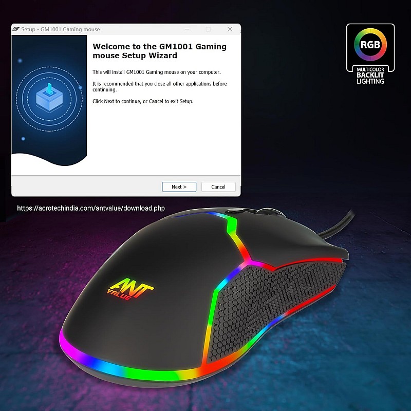 Ant Value GM1001 USB Wired Gaming Mouse,6 Adjustable 12800 DPI Computer Mouse,Optical Sensor 13 RGB Mouse with software and 6 Programmable Buttons,Ergonomic PC Gaming Wired Mouse for Laptop/PC - Black