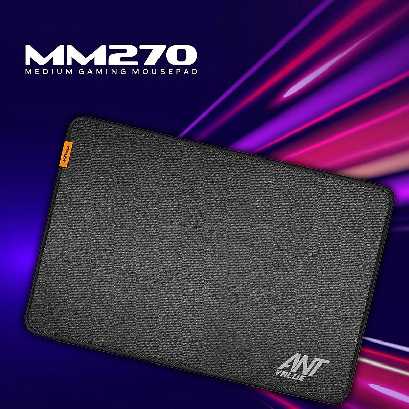 Ant Value MM270 Gaming Mouse Pad-M- Medium with Stitched Edges, Waterproof Non-Slip Base for Gaming & Office Black