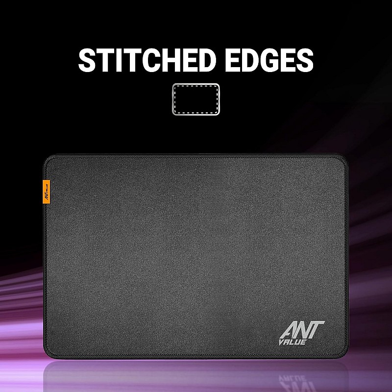 Ant Value MM270 Gaming Mouse Pad-M- Medium with Stitched Edges, Waterproof Non-Slip Base for Gaming & Office Black