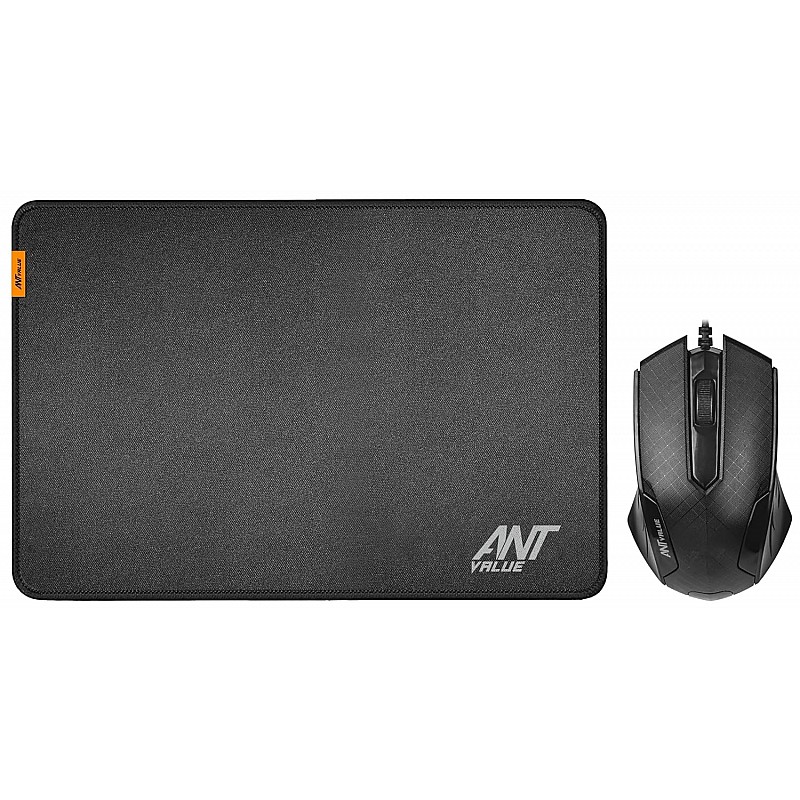 Ant Value OM100 Wired Optical Mouse, 1200 DPI 3 Button Corded Computer Mouse,Gaming Mouse Office Home Optical Ergonomic Mouse Plug MM270 Gaming Mouse Pad-M- Medium with Stitched Edges