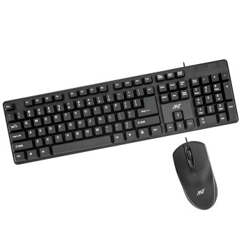 Ant -Wired Full-Size Keyboard and Mouse Combo - Computer Accessories for Laptops and PCs, Ergonomic Design, Silent Keys, USB Connection, Compact Mouse, QWERTY Keyboard – Black, 02