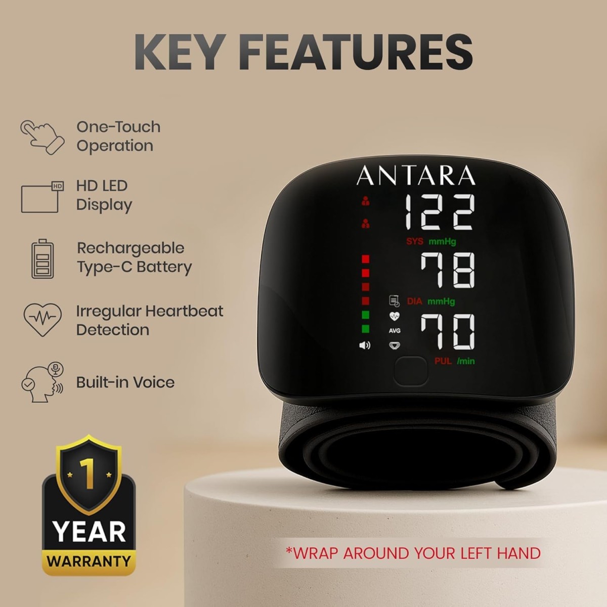 Antara AGEasy (Max Group) Fully Automatic One Touch Digital Blood Pressure Monitoring Device | BP Apparatus for Home | Portable Digital BP Check Machine for Hypertension & Managing Heart Health