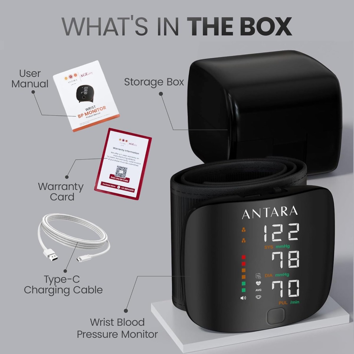 Antara AGEasy (Max Group) Fully Automatic One Touch Digital Blood Pressure Monitoring Device | BP Apparatus for Home | Portable Digital BP Check Machine for Hypertension & Managing Heart Health