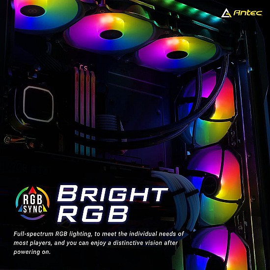 Antec 120mm RGB Case fan, RGB High Performance PC Fan, 4-pin RGB, F12 Series, 3 Packs