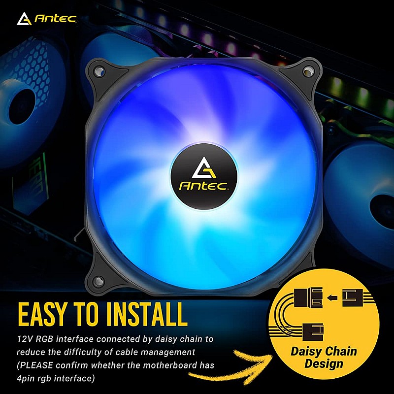 Antec 120mm RGB Case fan, RGB High Performance PC Fan, 4-pin RGB, F12 Series, 3 Packs