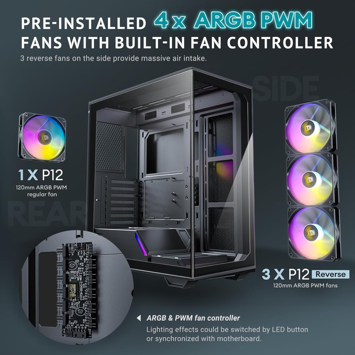 Antec C3 ARGB, 3 x 120mm & 1 x 120mm ARGB PWM Fans Included, Up to 8 Fans Simultaneously, Type-C,Seamless Tempered Glass Front & Side Panels, 360mm Radiator Support, Mid-Tower ATX PC Case Antec C3 ARGB, 3 x 120mm & 1 x 120mm ARGB PWM Fans Included, Up to 8 Fans Simultaneously, Type-C,Seamless Tempered Glass Front & Side Panels, 360mm Radiator Support, Mid-Tower ATX PC Case