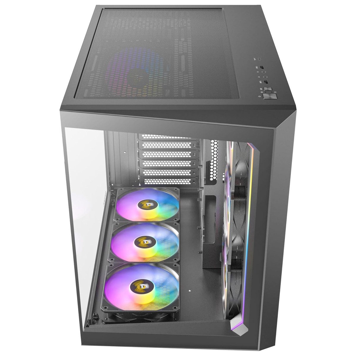 Antec C5 ARGB, 7 x 120mm ARGB PWM Fans Included, Up to 10 Fans, Type-C 3.2 Gen 2 Port, Seamless Tempered Glass Front & Side Panels, 360mm Radiator Support, Mid-Tower ATX PC Case Antec C5 ARGB, 7 x 120mm ARGB PWM Fans Included, Up to 10 Fans, Type-C 3.2 Gen 2 Port, Seamless Tempered Glass Front & Side Panels, 360mm Radiator Support, Mid-Tower ATX PC Case