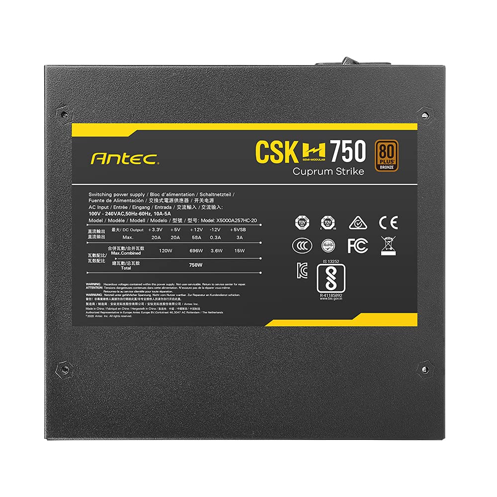 Antec CSK750H 750 Watts 80 Plus Bronze Semi Modular Power Supply - Black