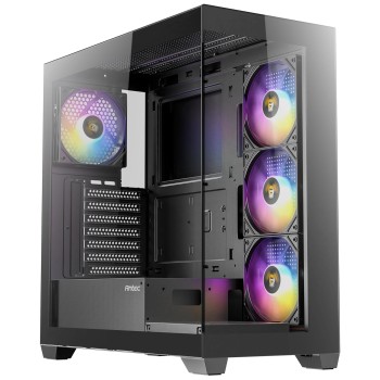 Antec Plastic Cx300 RGB Elite Black with Panoramic 270 Degree View,Vertical Cooling,4X 120Mm Pre Installed RGB Fans,420Mm Gpu Support,ATX Mid Tower Gaming Cabinet Antec Plastic Cx300 RGB Elite Black with Panoramic 270 Degree View,Vertical Cooling,4X 120Mm Pre Installed RGB Fans,420Mm Gpu Support,ATX Mid Tower Gaming Cabinet