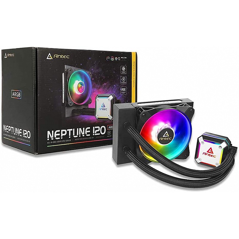 Antec Ultra-Thin CPU Block, Advanced Water Pump Design, PWM Fan, CPU Liquid Cooler Neptune 120 ARGB