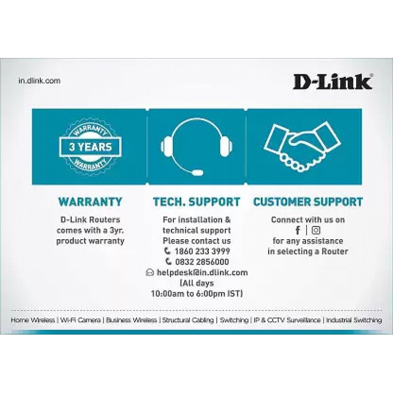 D-Link DIR-811IN 1200 Mbps Wireless Router White, Dual Band