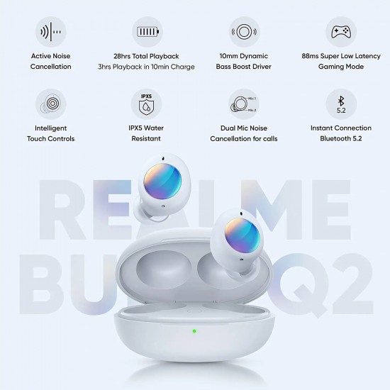 realme Buds Q2 Active Noise Cancellation ANC in-Ear TWS Earphones Grey